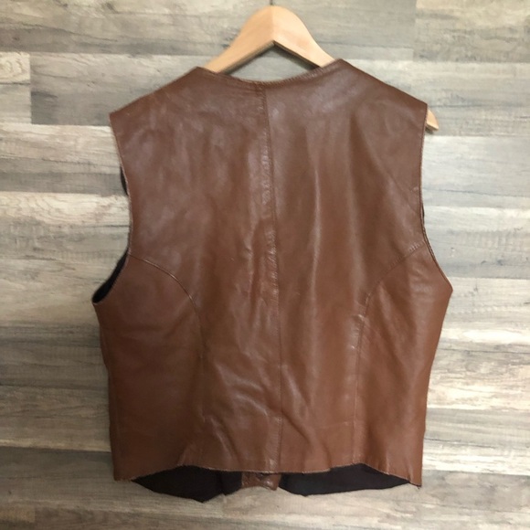 Vintage Leather 80s Vest Made in Italy Large - Picture 8 of 11